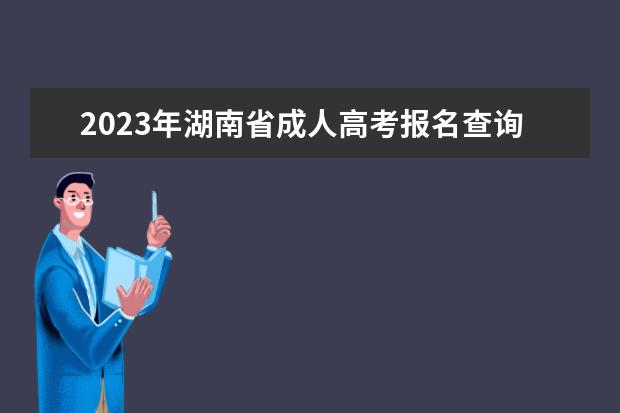 2023年湖南省成人高考报名查询入口已开通！