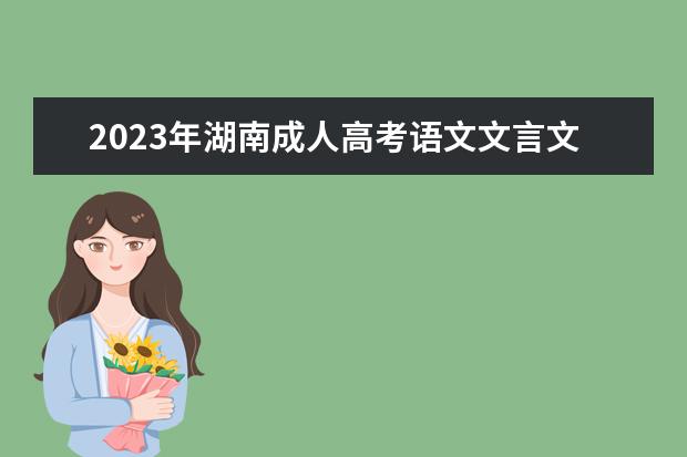 2023年湖南成人高考语文文言文冲刺复习指南(成人高考文言文阅读题及答案)