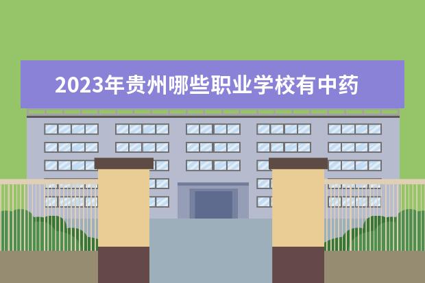 2023年贵州哪些职业学校有中药专业