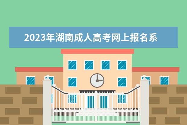 2023年湖南成人高考网上报名系统是哪个
