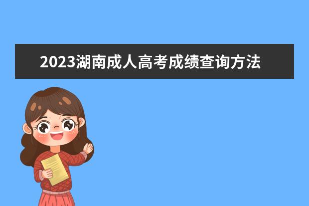 2023湖南成人高考成绩查询方法