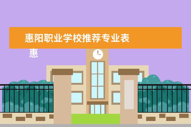 惠阳职业学校推荐专业表 
  惠阳区职业技术学校有哪些专业